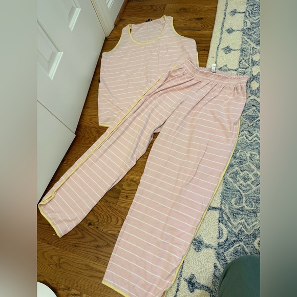 Cosabella Maternity Pima Cotton Pajama Set, size L, pants & tank, pink stripe - Picture 1 of 13